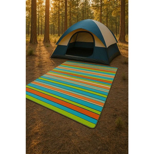Hurley Multi Colour Strip Design 60 x 90-in Acrylic Camp Blanket