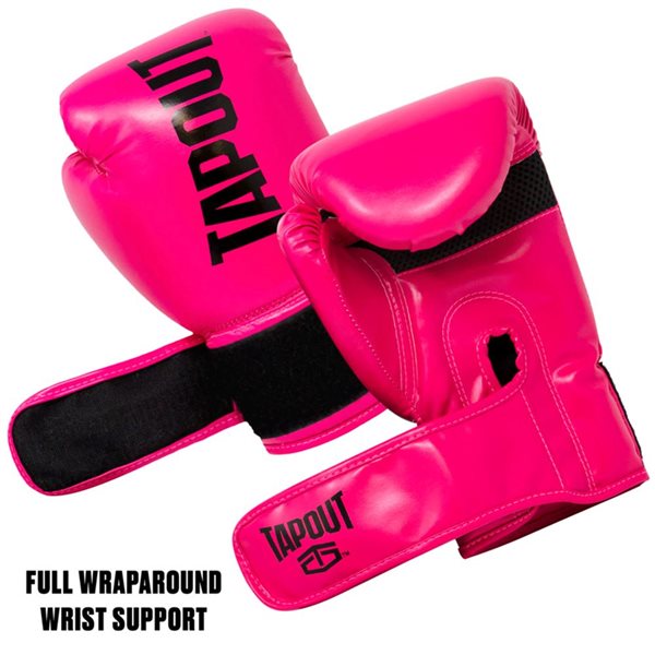 Tapout 10 oz Magenta/White Womens Boxing Gloves with Adjustable Hook and Loop Closure
