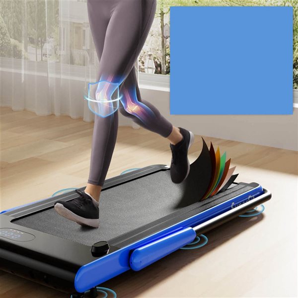 Costway 3-in-1 Folding Treadmill with Smart Apps Remote Control LED Display and Speakers Blue