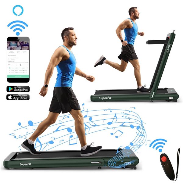 Costway 4.75 HP 2-in-1 Folding Home Treadmill with Remote App Control