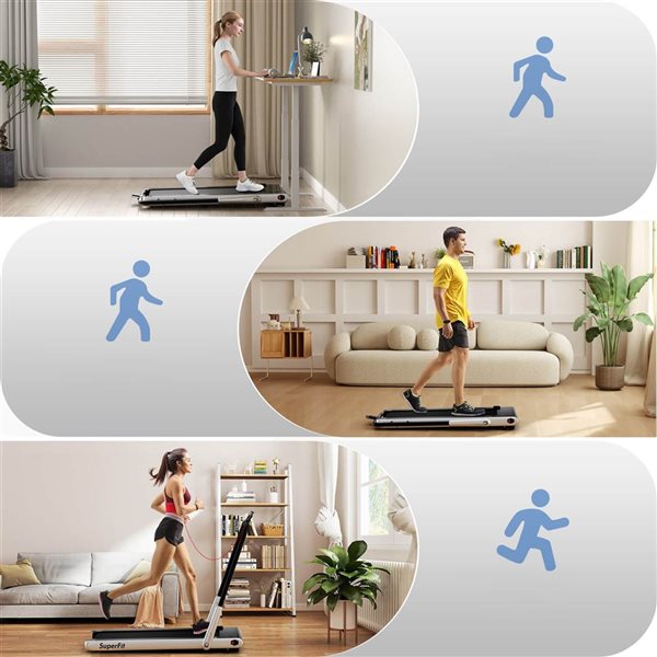 Costway 3-in-1 Folding Treadmill with Smart Apps Remote Control LED Display and Speakers Silver