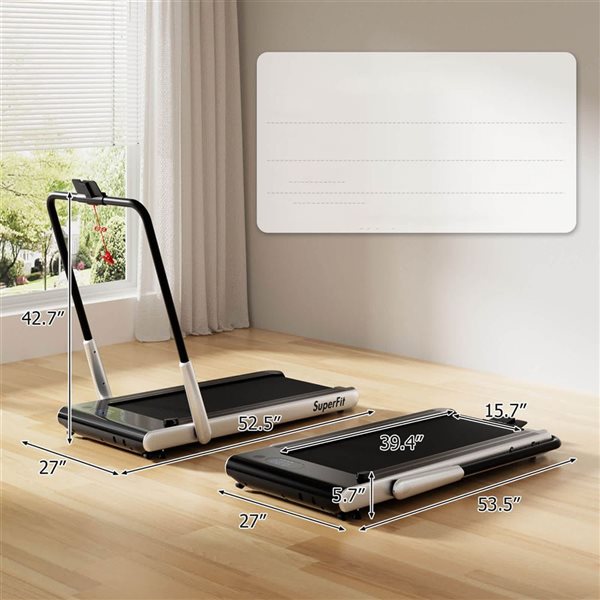 Costway 3-in-1 Folding Treadmill with Smart Apps Remote Control LED Display and Speakers Silver