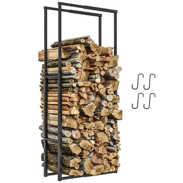 OUTSUNNY Adjustable Steel Firewood Rack - Black 842-351V00BK | RONA