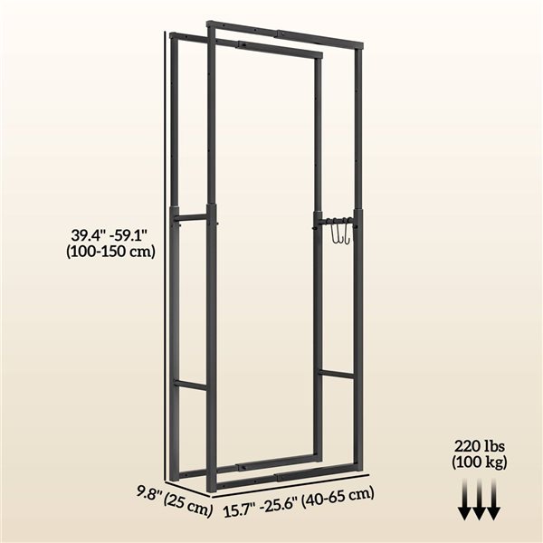 Adjustable Steel Firewood Rack - Black