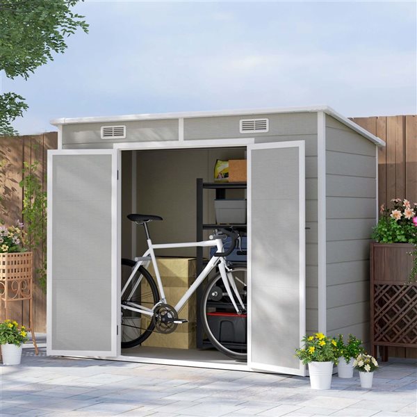 Outsunny 8 x 4-ft Resin Outdoor Storage Shed w/ Floor and Window