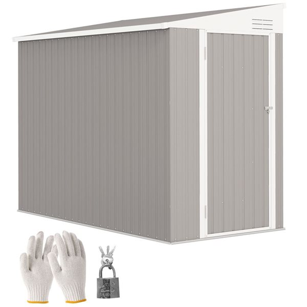Outsunny 7 x 3.8-ft Lean-to Garden Shed - Light Grey