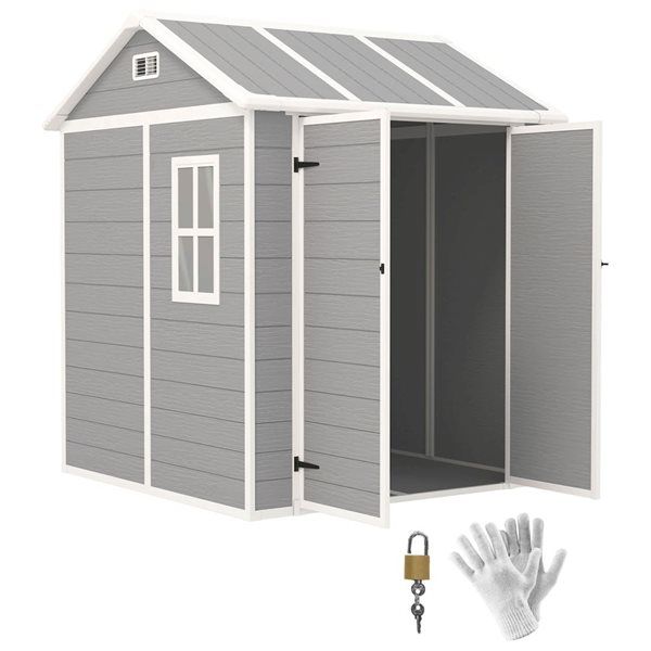 Outsunny 6 x 6-ft Resin Outdoor Storage Shed w/ Floor and Window