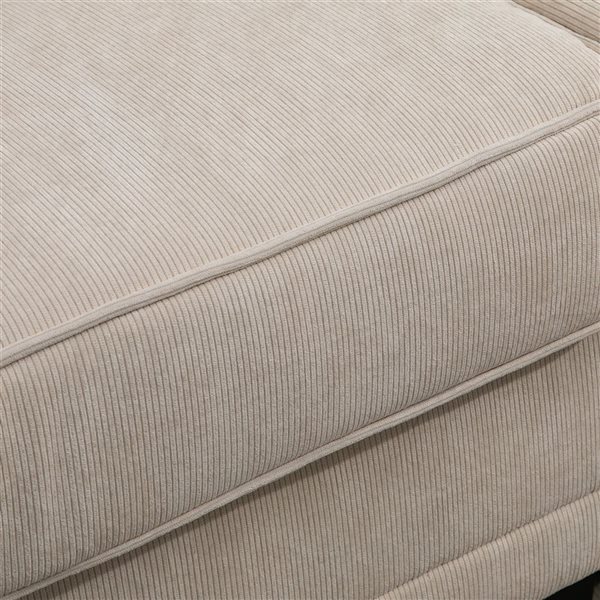 HOMCOM 77.6-in W Beige Corduroy 3-Seater Modern Sofa w/ Rolled Armrest