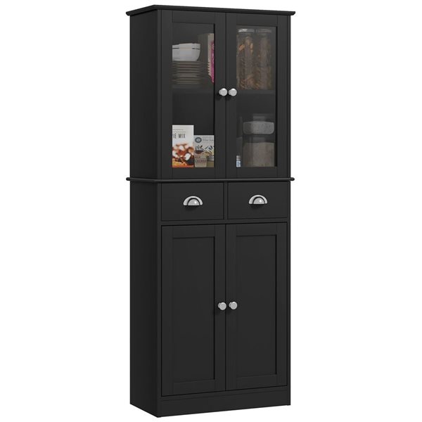 HOMCOM 23.6 W x 11.8 D x 61-in H 4-Door 2-Drawer Kitchen Pantry Storage ...