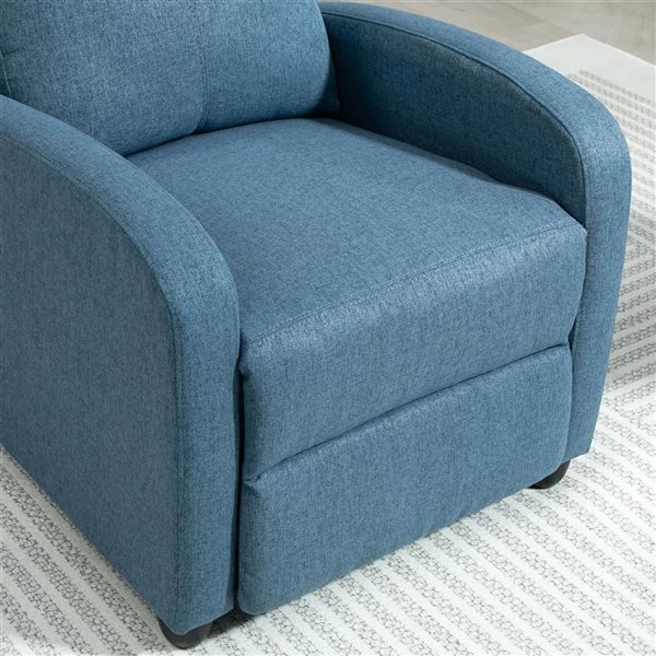 HOMCOM Blue Polyester Push Back Recliner Chair with Padded Seat