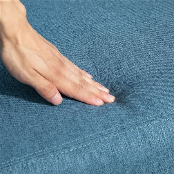 HOMCOM Blue Polyester Push Back Recliner Chair with Padded Seat