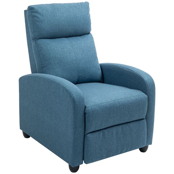 HOMCOM Blue Polyester Push Back Recliner Chair with Padded Seat
