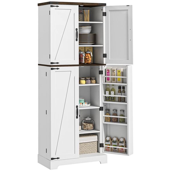 HOMCOM 23.6 W x 14.2 D x 64-in H Kitchen Pantry Storage Cabinet with ...