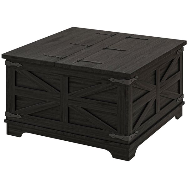 HOMCOM 31.5 x 31.5 x 18.3-in Black MDF Farmhouse Coffee Table w/ Flip Top Hidden Storage