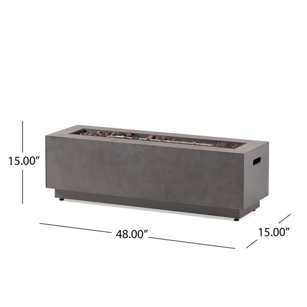Clihome 15 x 15-in 50000 BTU Rectangle Propane Gas Fire Pit Table - Grey Faux Stone