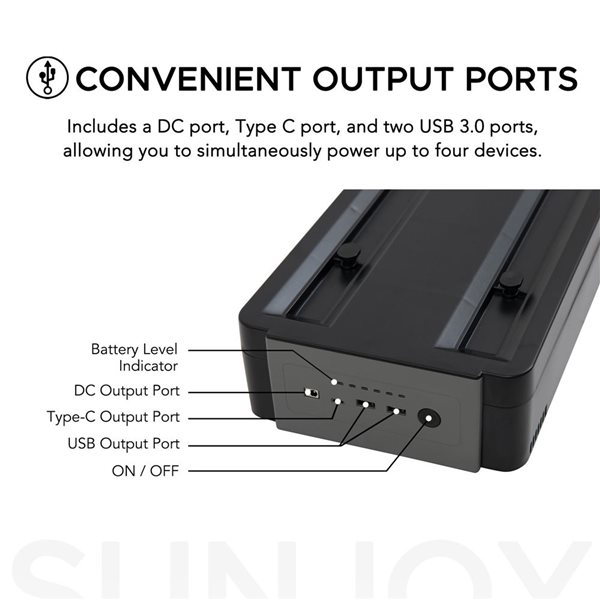 Sunjoy Grey Rechargeable Lithium Iron Phosphate Battery