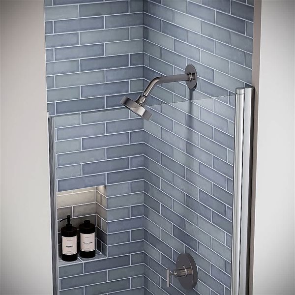 Streamline Foglia 34 x 72-in Semi-Frameless Pivot Shower Door w/ Polished Chrome Hardware and Clear Glass