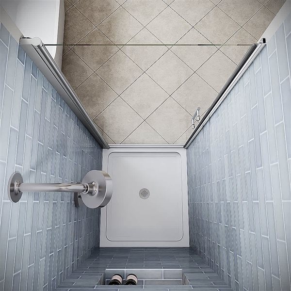 Streamline Foglia 34 x 72-in Semi-Frameless Pivot Shower Door w/ Polished Chrome Hardware and Clear Glass