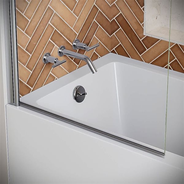 Streamline Ceronda 32 x 55-in Frameless Pivot Fixed Bathtub Panel w/ Polished Chrome Hardware and Clear Glass