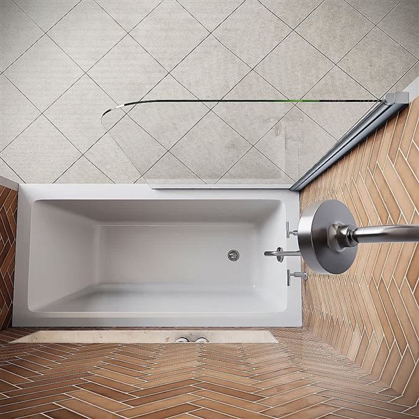 Streamline Ceronda 32 x 55-in Frameless Pivot Fixed Bathtub Panel w/ Polished Chrome Hardware and Clear Glass