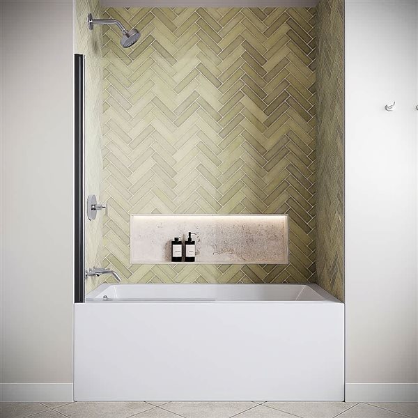 Streamline Soana 32 x 55-in Frameless Pivot Fixed Bathtub Panel w