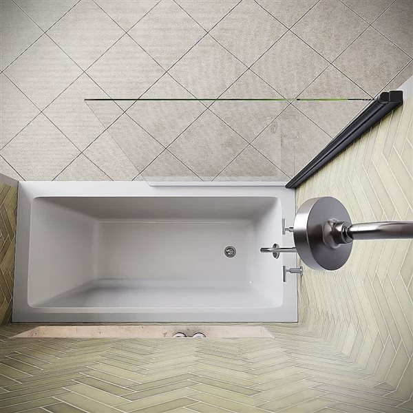 Streamline Soana 32 x 55-in Frameless Pivot Fixed Bathtub Panel w/ Matte Black Hardware and Clear Glass