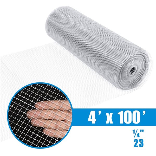 Fencer Wire 4 x 100-ft 23-Gauge Hardware Cloth w/ 1/4-in Mesh