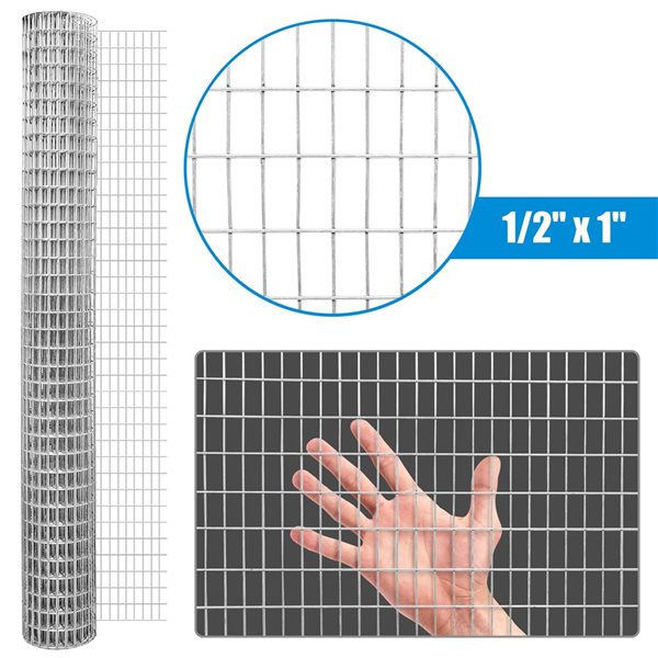 Fencer Wire 2-ft x 50-ft 16-Gauge Galvanized Steel Wire Fencing w/ 1 x 1/2-in Mesh