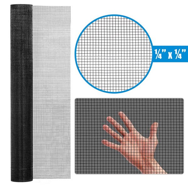 Fencer Wire 4 x 100-ft 23-Gauge Black Vinyl Coated Hardware Cloth w/ 1/4-in Mesh