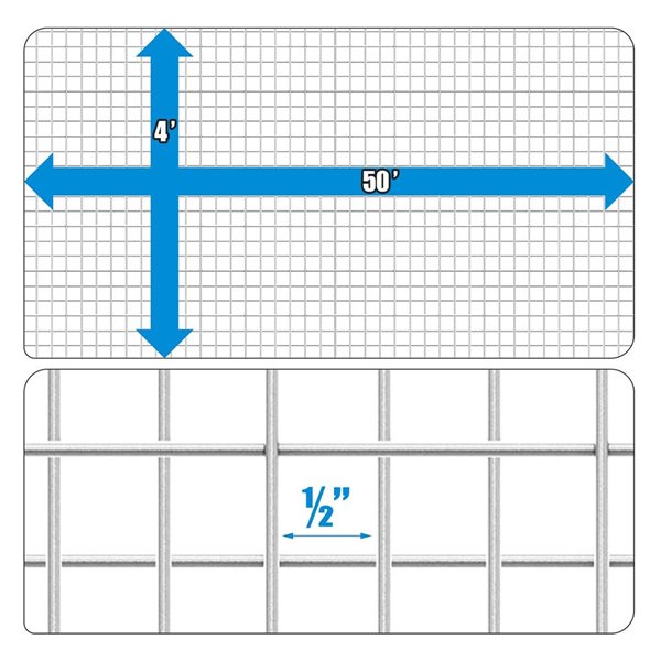 Fencer Wire 4 x 50-ft 19-Gauge Hardware Cloth w/ 1/2-in Mesh
