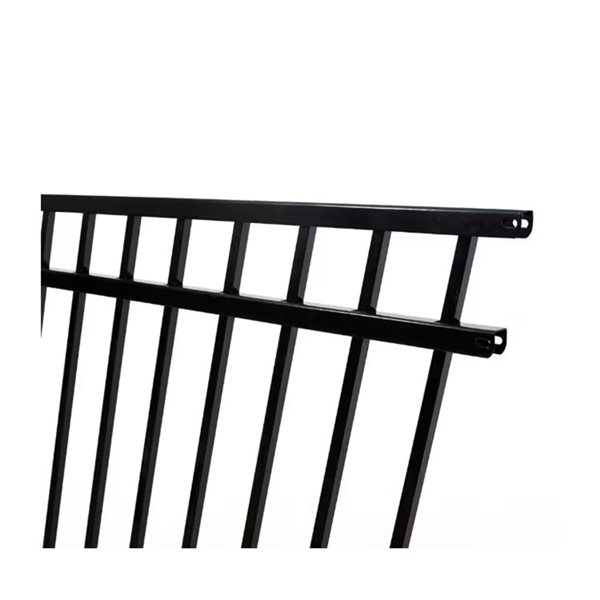 Fortress Fence Versai Gloss Black Galvanized Steel 3 Rail Flat Top Panel - 90.5-in W x 58-in H
