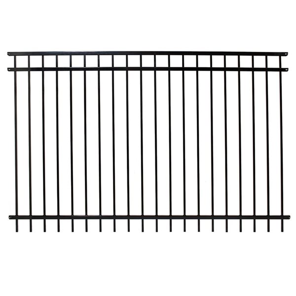 Fortress Fence Versai Gloss Black Galvanized Steel 3 Rail Flat Top Panel - 90.5-in W x 58-in H