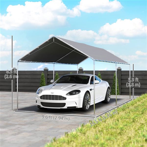 Outsunny 10 x 20-ft Grey Carport