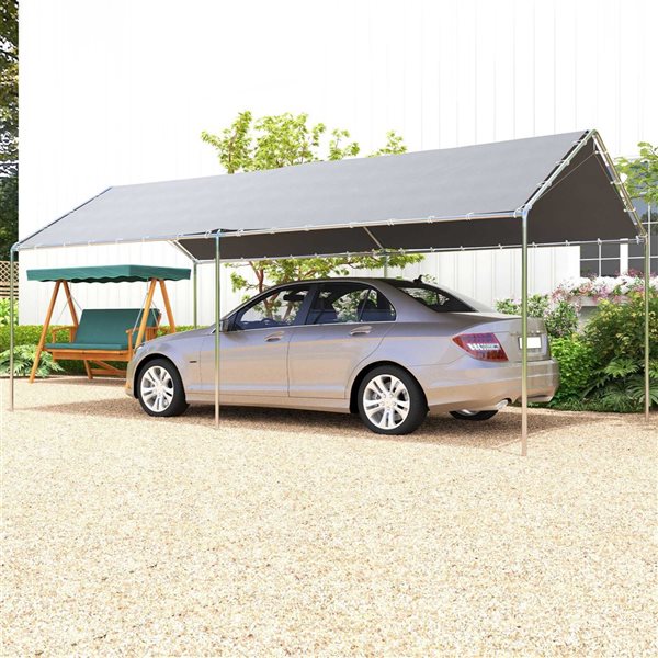 Outsunny 10 x 20-ft Grey Carport