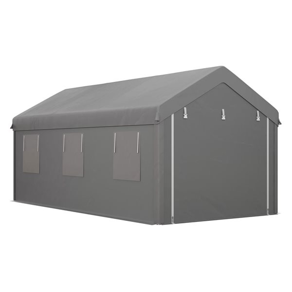 Outsunny 10 x 20-ft Heavy Duty Carport with 6 Window and 2 Doors
