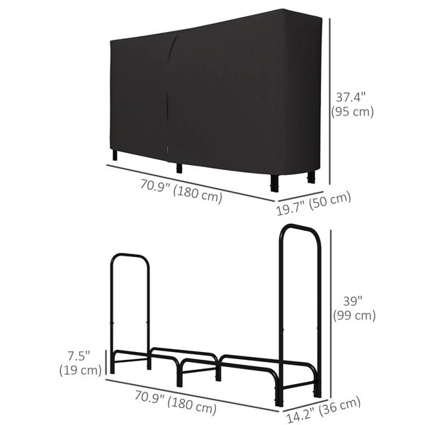 Outsunny 6ft Firewood Rack with Cover Wood Storage Holder