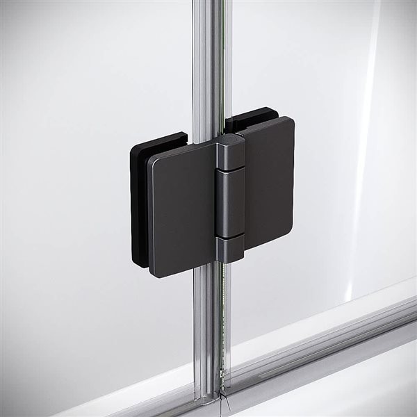 Streamline Isonzo 40 x 55-in Frameless Pivot Fixed Bathtub Panel w/ Matte Black Hardware and Clear Glass