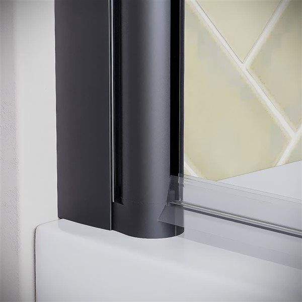 Streamline Isonzo 40 x 55-in Frameless Pivot Fixed Bathtub Panel w/ Matte Black Hardware and Clear Glass