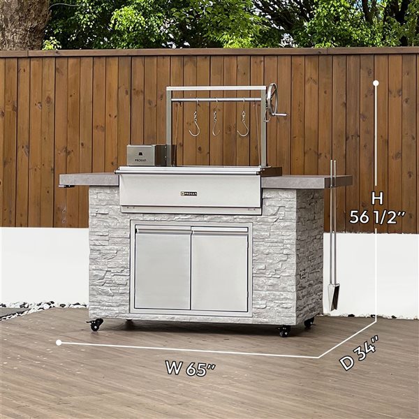 Prokan European Ledge Infinity Argentine BBQ Grill Island