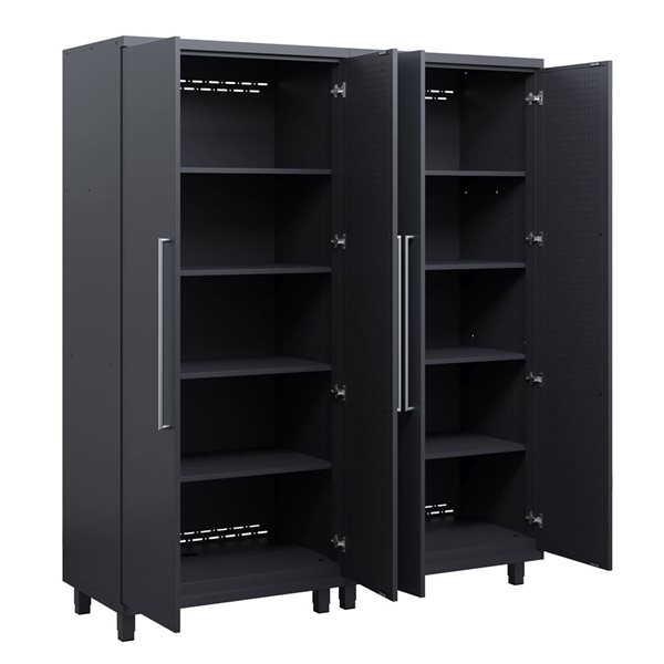 Ceha Garage Solutions Prestige 2-Pc Black Grey Steel Garage Lockers Set