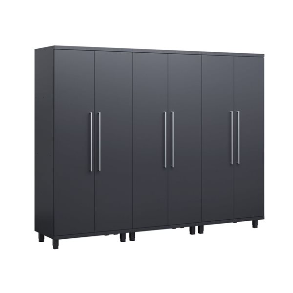 Ceha Garage Solutions Prestige 3-Pc Black Grey Steel Garage Lockers Set