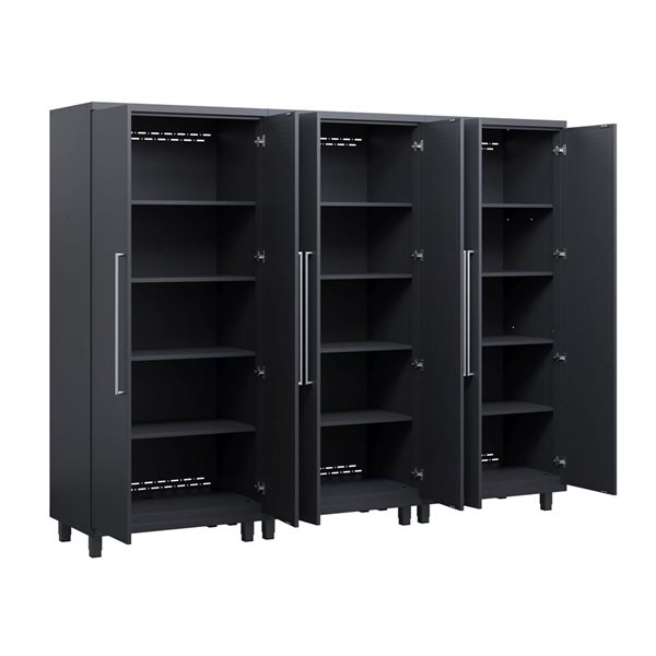 Ceha Garage Solutions Prestige 3-Pc Black Grey Steel Garage Lockers Set