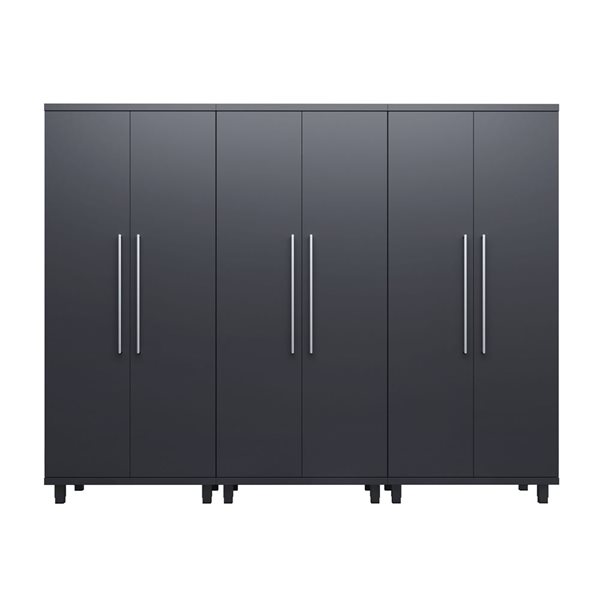 Ceha Garage Solutions Prestige 3-Pc Black Grey Steel Garage Lockers Set