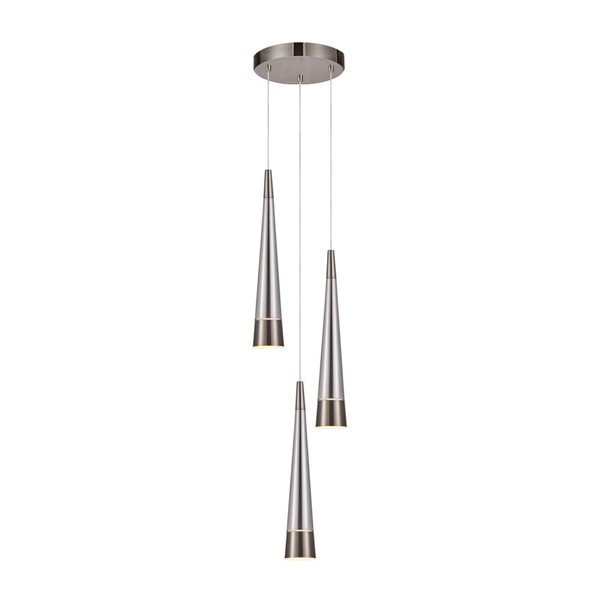 Artcraft Lighting Sunnyvale 12-in H 3-Light Modern Kitchen Pendant LED Light - Pearl Black/Smoke