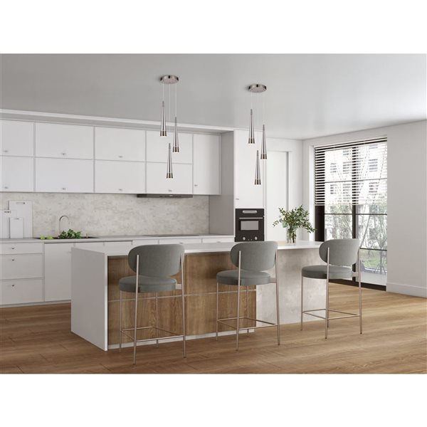 Artcraft Lighting Sunnyvale 12-in H 3-Light Modern Kitchen Pendant LED Light - Pearl Black/Smoke