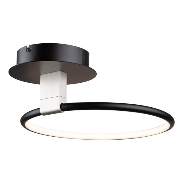 Artcraft Lighting Halo 12-in dia Modern Integrated LED Semi-Flush Mount Ceiling Light - Black