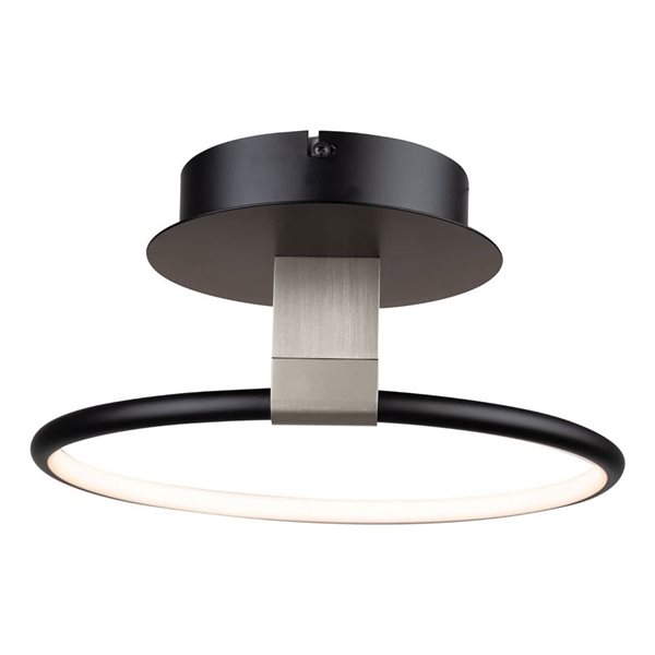 Artcraft Lighting Halo 12-in dia Modern Integrated LED Semi-Flush Mount Ceiling Light - Black