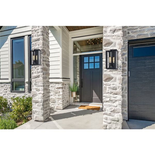 Artcraft Lighting Waterville 15-in H 2-Light Outdoor Wall Sconce - Matte Black