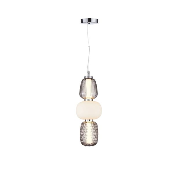 Artcraft Lighting Cyra 21-in H 1-Light Kitchen Triple Shade Pendant LED Light w/ Textured Glass - Chrome