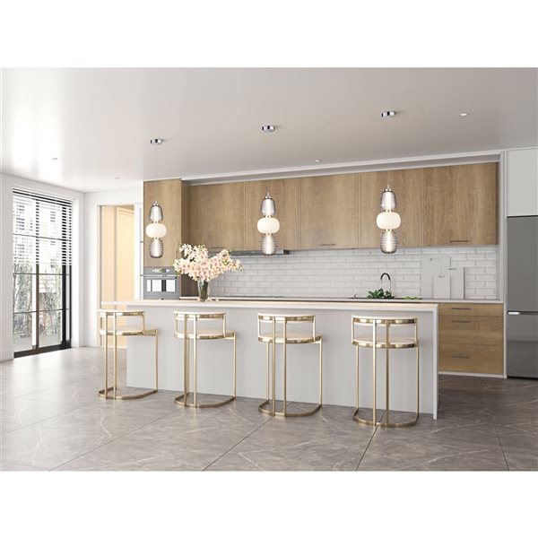 Artcraft Lighting Cyra 21-in H 1-Light Kitchen Triple Shade Pendant LED Light w/ Textured Glass - Chrome